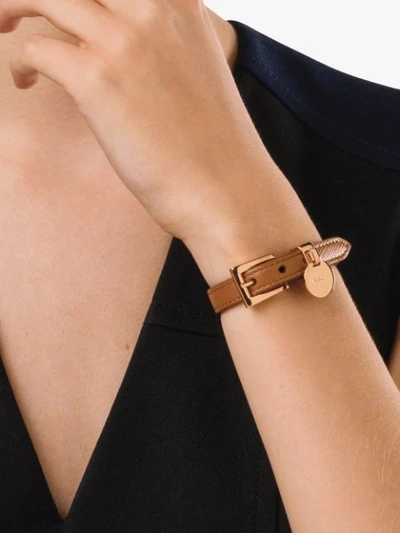 Shop Prada Saffiano Leather Bracelet In Brown