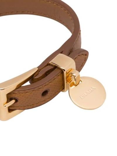 Shop Prada Saffiano Leather Bracelet In Brown