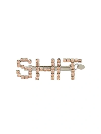 Shop Yohji Yamamoto Crystal-embellished Brooch In Pink