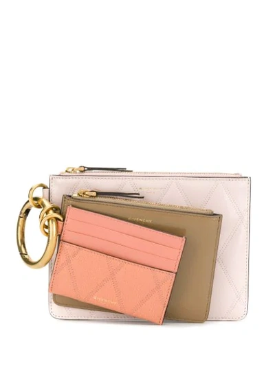 Shop Givenchy Quilted Pouch Trio In Pink