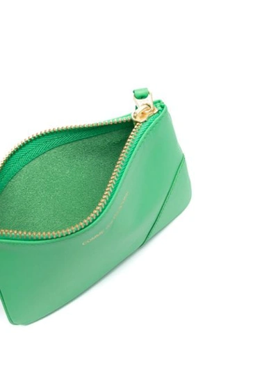 Shop Comme Des Garçons Logo-print Zip-up Wallet In Green