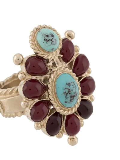 Pre-owned Chanel Stone Embellished Ring In Red
