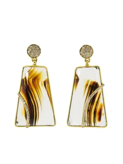 Shop Guita M 18kt Yellow Gold Diamond Agate Drop Earrings In Ylwgold