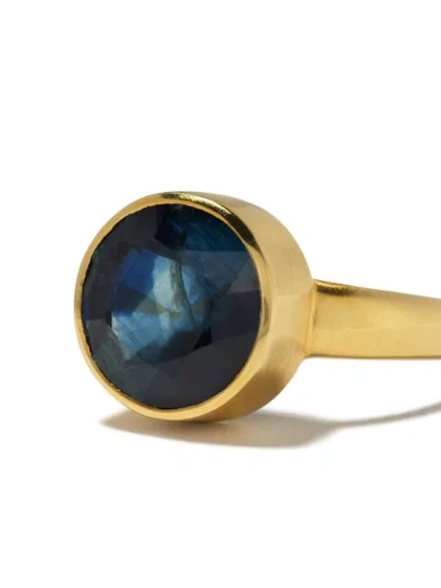 Shop Pippa Small 18kt Gold Greek Ring In Blue