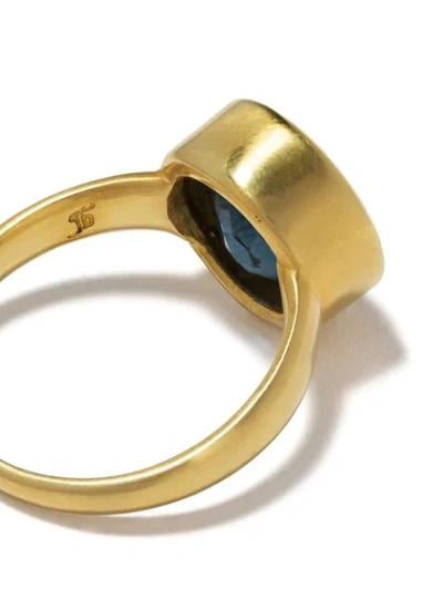 Shop Pippa Small 18kt Gold Greek Ring In Blue
