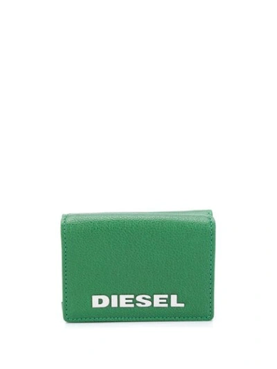 Shop Diesel Lorettina Grained Tri-fold Wallet In Green