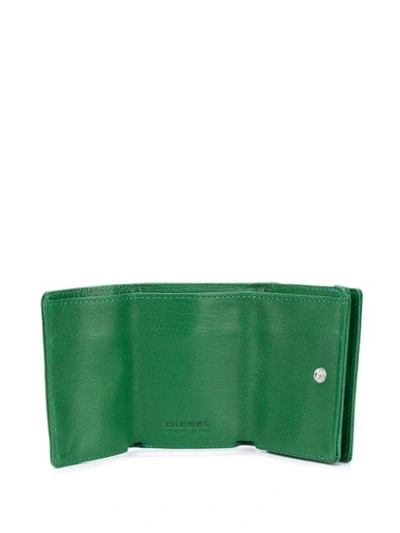 Shop Diesel Lorettina Grained Tri-fold Wallet In Green