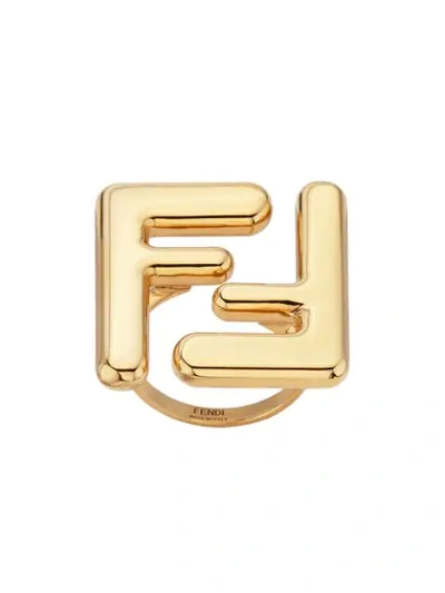 Shop Fendi Maxi Logo Ring In Gold