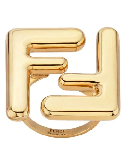 Shop Fendi Maxi Logo Ring In Gold