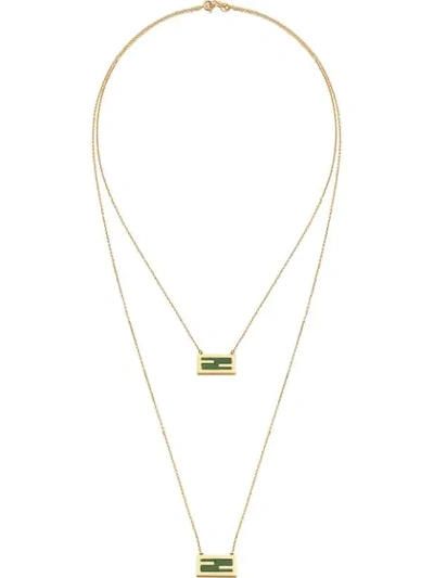 Shop Fendi Ff-logo Double-chain Necklace In Gold