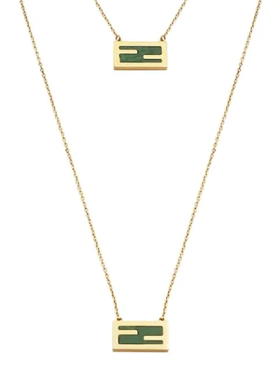 Shop Fendi Ff-logo Double-chain Necklace In Gold