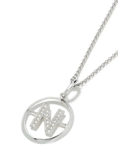 Shop Annoushka 14kt White Gold Diamond Initial N Necklace In 18ct White Gold