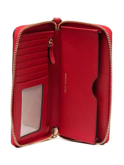 Shop Michael Michael Kors Pebbled-effect Leather Wallet In Red