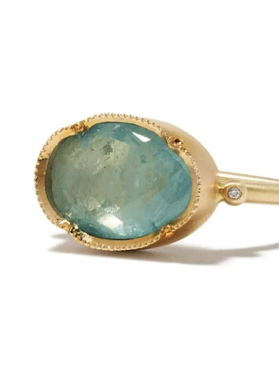Shop Brooke Gregson 14kt Yellow Gold Orbit Aquamarine And Diamond Ring In Blue