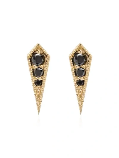 Shop Lizzie Mandler Fine Jewelry 18kt Yellow Gold And Black Diamond Kite Studs In Black / Metallic