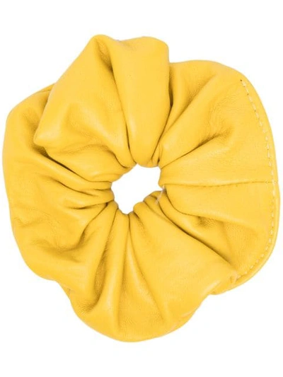 Shop Manokhi Elasticated Leather Scrunchie In Yellow