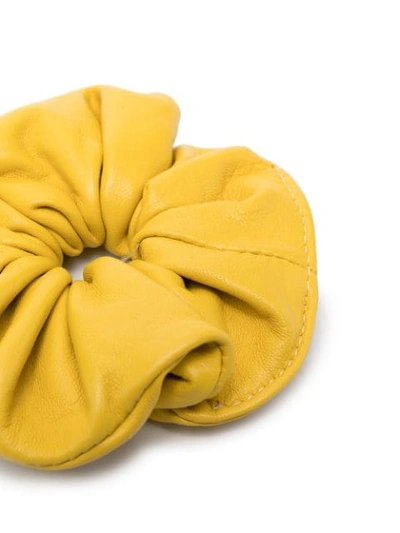 Shop Manokhi Elasticated Leather Scrunchie In Yellow
