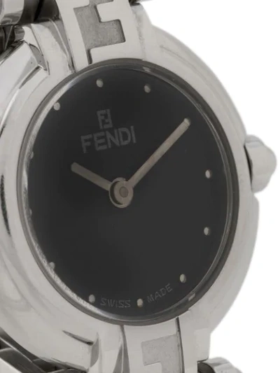 Pre-owned Fendi 2000 Zucca Logo 15mm In Silver