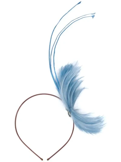 Shop Emilio Pucci Feather-detail Headband In Blue
