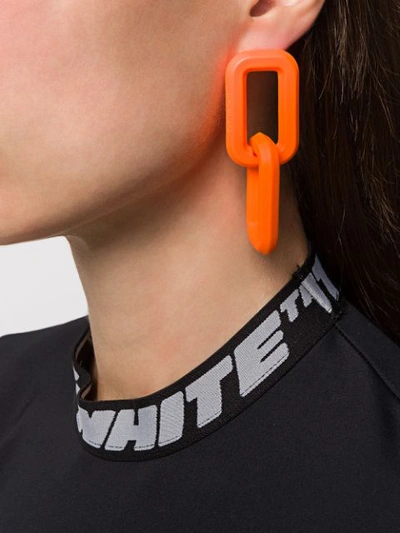 Shop Off-white Chain-link Design Earrings In Orange
