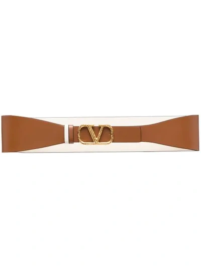 Shop Valentino Vlogo Waist Belt In Brown