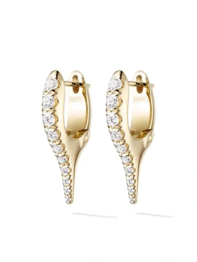 Shop Melissa Kaye 18kt Yellow Gold And Diamond Lola Mini Needle Earrings