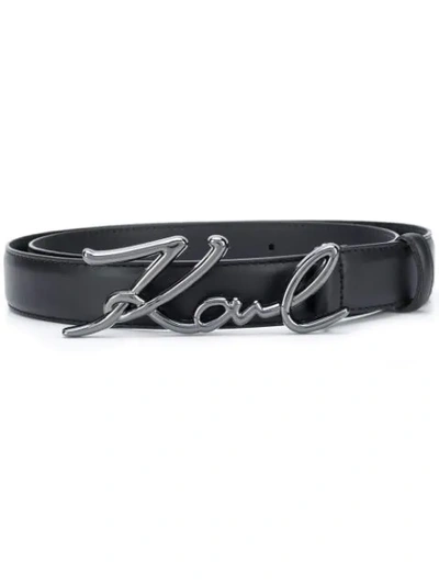 Shop Karl Lagerfeld Karl Embellished Belt In Black