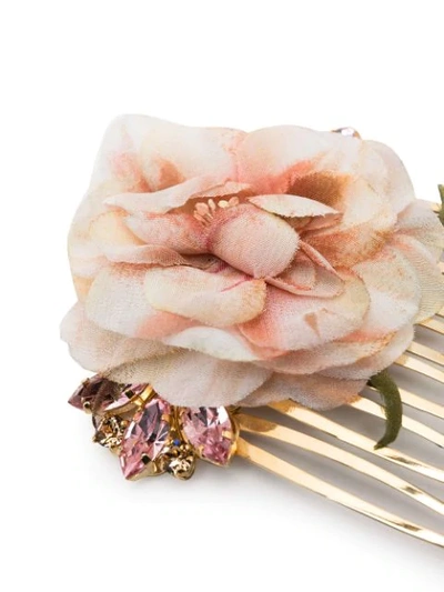 Shop Dolce & Gabbana Flower Motif Hair Pin In Gold