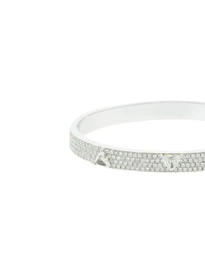 Shop Anita Ko 18kt White Gold Pave Diamond Oval Bangle In Silver