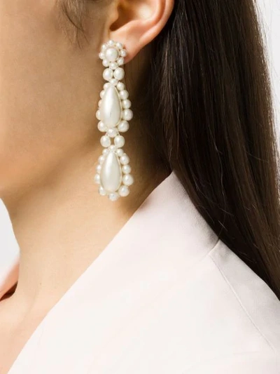 Shop Simone Rocha Drop Pearl Earrings In White