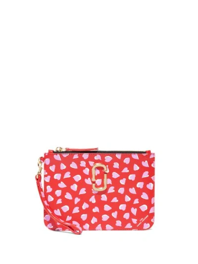 Shop Marc Jacobs The Snapshot Heart-print Wristlet In Red