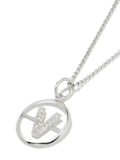 Shop Annoushka 14kt White Gold Diamond Initial V Necklace In 18ct White Gold