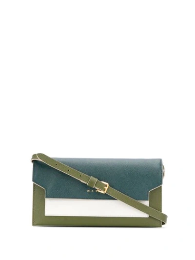 Shop Marni Bellows Shoulder Strap Wallet In Green