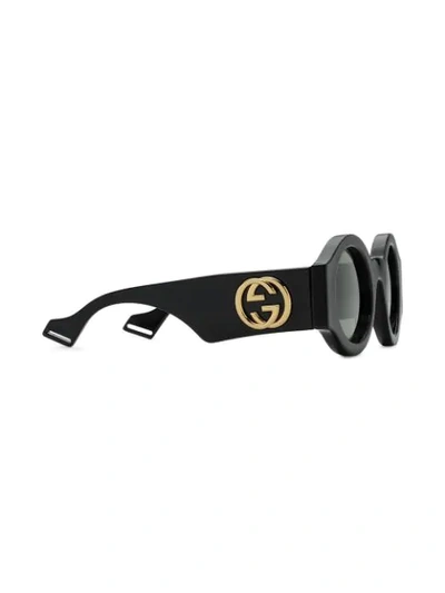 Shop Gucci 596040j0740 1010 Round-frame Sunglasses In Black