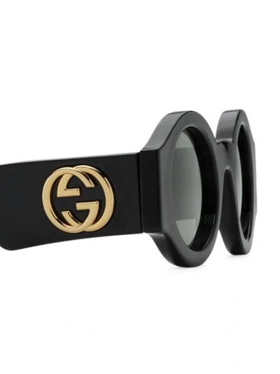 Shop Gucci 596040j0740 1010 Round-frame Sunglasses In Black