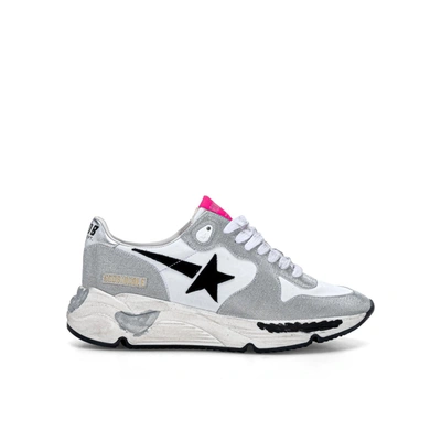 Shop Golden Goose Glitter And White Running Sole In White Silver Black
