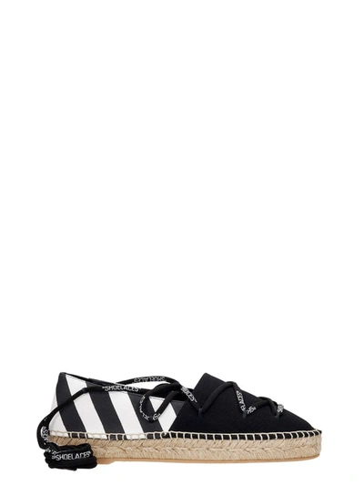 Shop Off-white Canvas Laces Flat Espadrillas In Beige Black