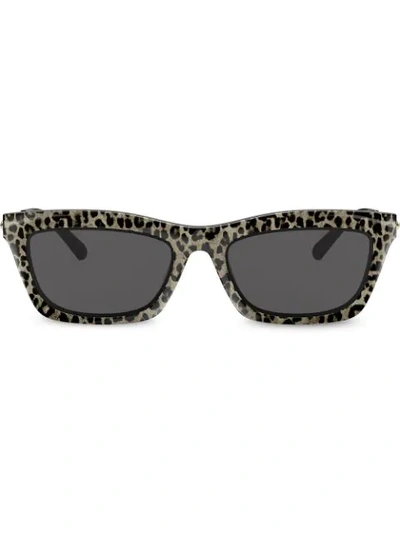 Shop Michael Kors Rectangular Frame Leopard Print Sunglasses In Gold
