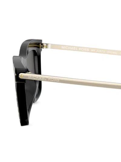 Shop Michael Kors Rectangular Frame Leopard Print Sunglasses In Gold