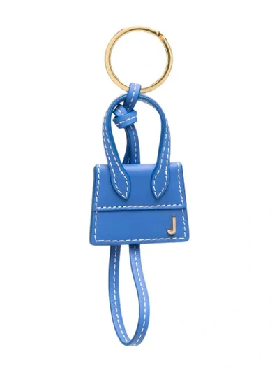 Shop Jacquemus Signature Mini Bag Keychain In Blue