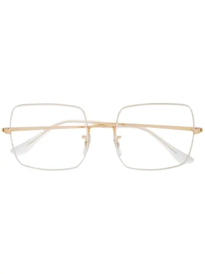 Ray Ban Oversize Square Frame Glasses In Gold