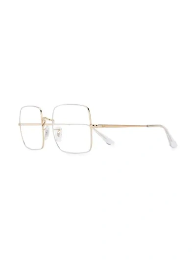 Ray Ban Oversize Square Frame Glasses In Gold