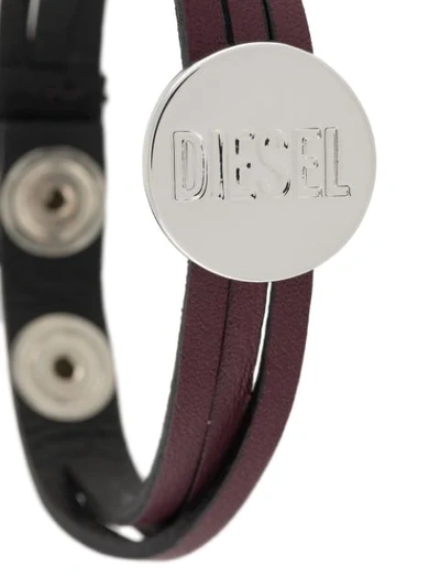 Shop Diesel Engraved Coin Bracelet In Purple