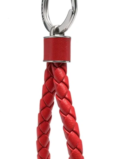 Shop Bottega Veneta Intrecciato Leather Keyring In Red