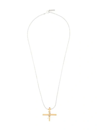 Shop Le Chic Radical Wrap Cross Pendant Necklae In Silver