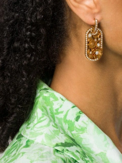 Shop Versace Crystal-embellished Earrings In Gold