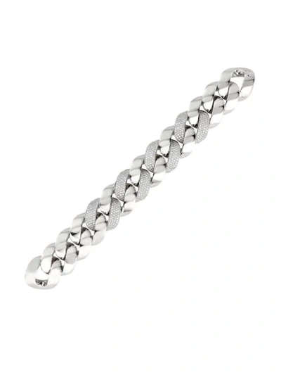 Shop Pragnell 18kt White Gold Diamond Cuba Large Chain Bracelet