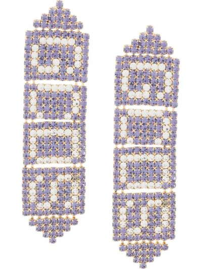 Shop Gcds Logo Chain-link Earrings In Purple