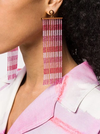 Shop Jacquemus Beaded Fringe Earrings In Pink