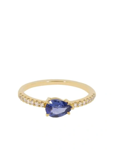 Shop Anita Ko 18kt Yellow Gold Blue And White Diamond Ring